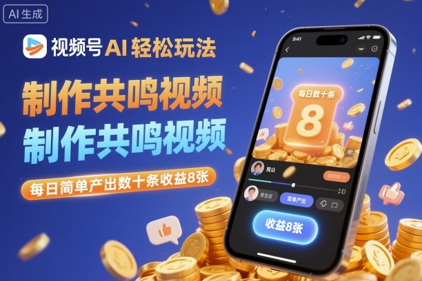 视频号AI轻松玩法,制作共鸣视频,每日简单产出数十条收益8张-数码之翼