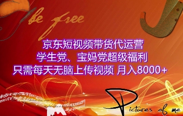 京东短视频带货代运营，学生党、宝妈党超级福利，只需每天无脑上传视频，月入8000+【仅揭秘】-数码之翼