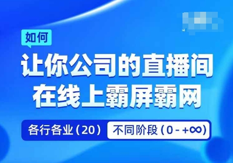 企业矩阵直播霸屏实操课，让你公司的直播间在线上霸屏霸网-数码之翼