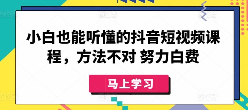 小白也能听懂的抖音短视频课程，方法不对 努力白费-数码之翼