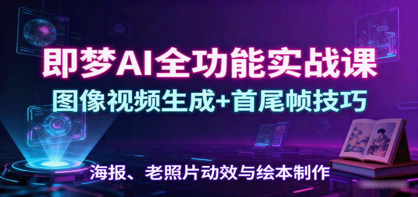 即梦AI全功能实战课：图像视频生成+首尾帧技巧，海报、老照片动效与绘本制作-数码之翼