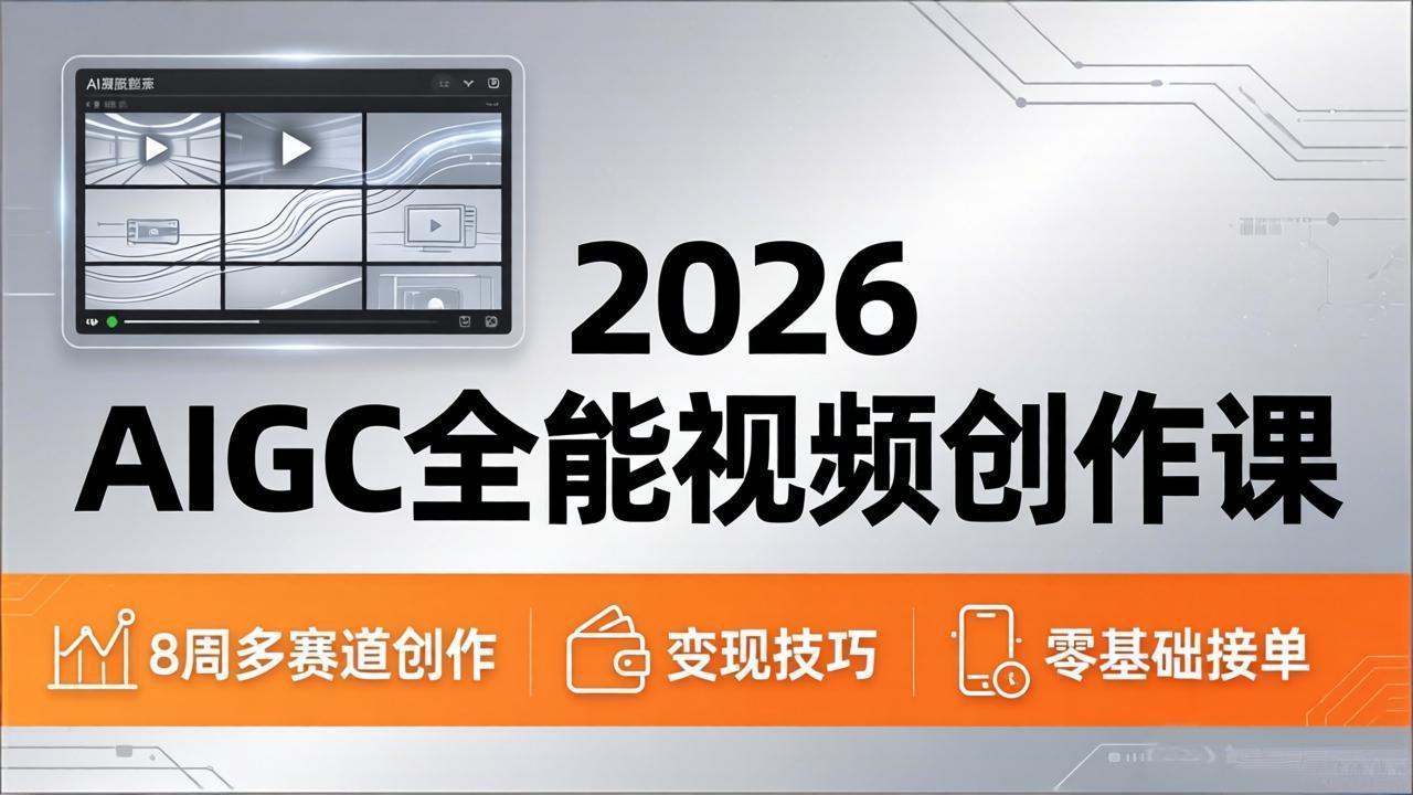 2026AIGC全能视频创作课，8周吃透多赛道创作+变现，零基础也能高效出片接单-数码之翼