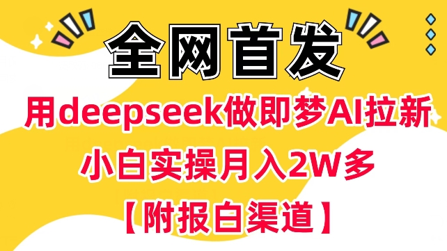 用deepseek做即梦Ai拉新 小白实操月入过W+【附报白渠道】-数码之翼