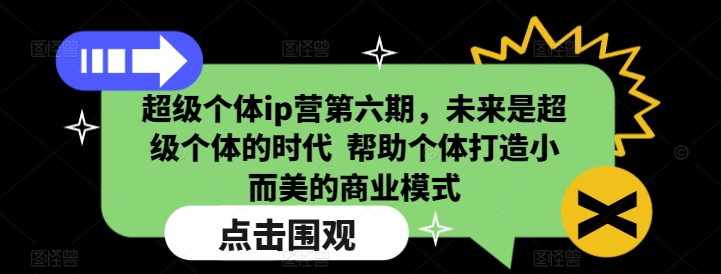 超级个体ip营第六期，未来是超级个体的时代  帮助个体打造小而美的商业模式-数码之翼