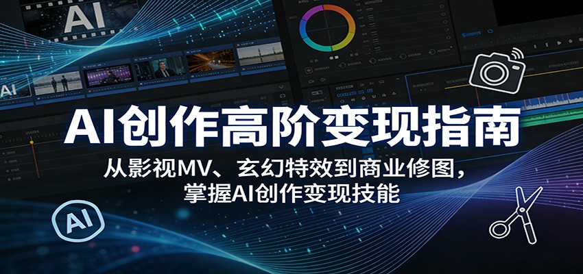 AI创作高阶变现指南：从影视MV、玄幻特效到商业修图，掌握AI创作变现技能-数码之翼