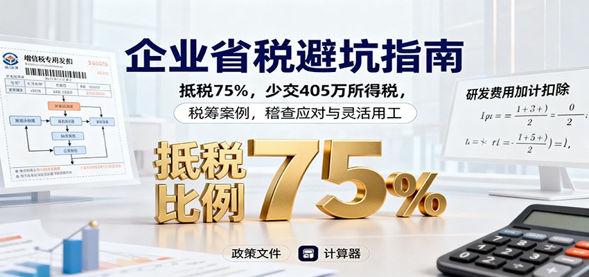 企业省税避坑指南：抵税75%，少交405万所得税，税筹案例，稽查应对与灵活用工-数码之翼