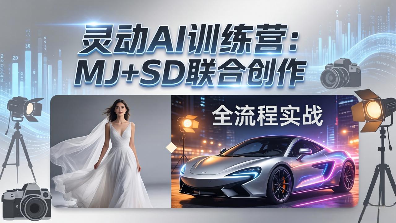 灵动AI训练营-3.0课程:MJ+SD联合创作,从婚纱大片到汽车广告,摄影后期全流程实战-数码之翼