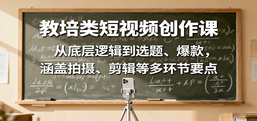 教培类短视频创作课：从底层逻辑到选题、爆款，涵盖拍摄、剪辑等多环节要点-数码之翼