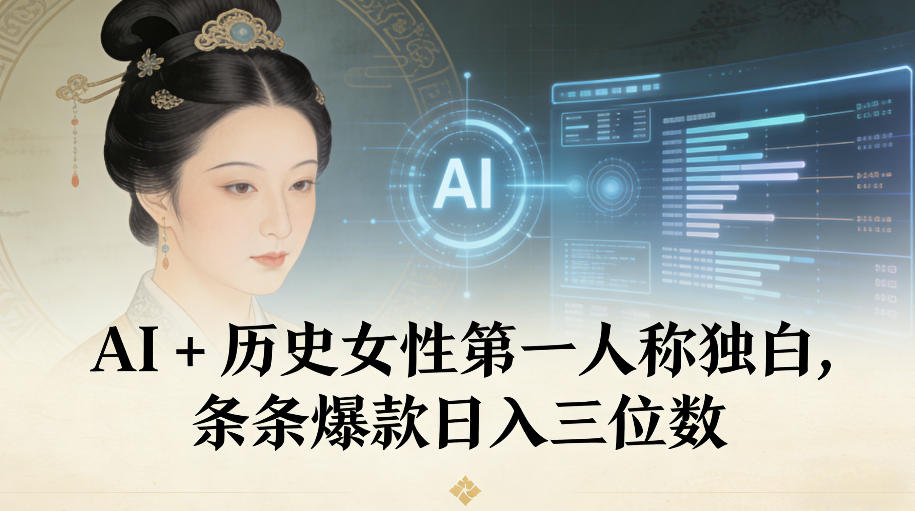 AI+历史女性第一人称独白，条条爆款日入三位数-数码之翼