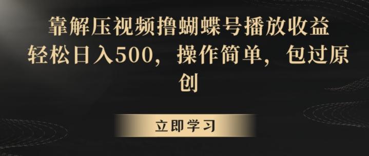 靠解压视频撸蝴蝶号播放收益,轻松日入500,操作简单,包过原创【揭秘】-数码之翼