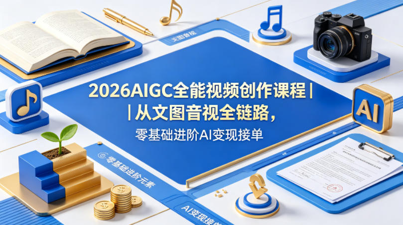 2026AIGC全能视频创作课程｜从文图音视全链路，零基础进阶AI变现接单-数码之翼