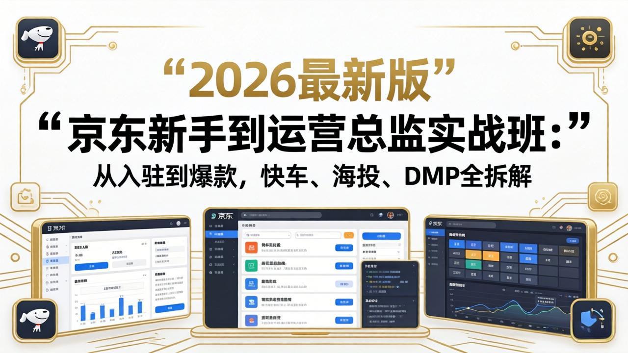 京东新手到运营总监实战班：从入驻到爆款，快车、海投、DMP全拆解，2026最新版-数码之翼