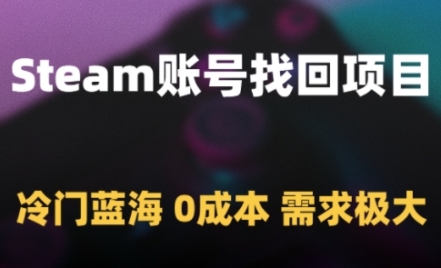 Steam账号找回项目，冷门蓝海，0成本，需求极大-数码之翼