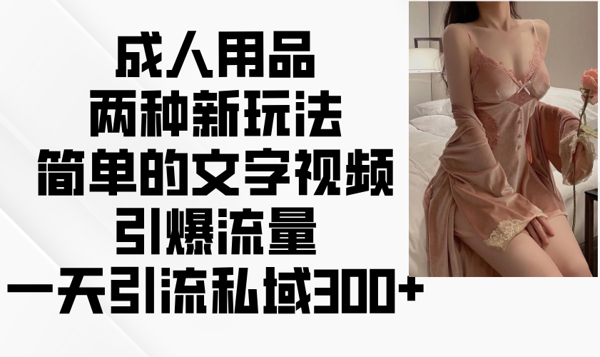 成人用品两种新玩法，简单的文字视频引爆流量，一天引流私域300+-数码之翼
