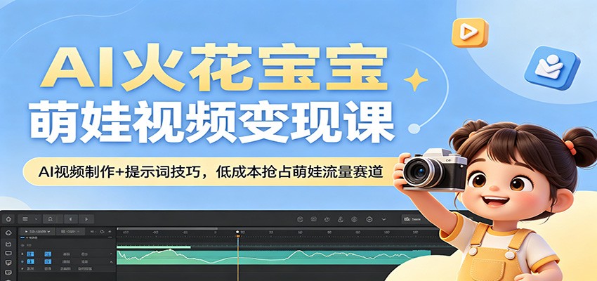 AI火花宝宝萌娃视频变现课：AI视频制作+提示词技巧，低成本抢占萌娃流量赛道-数码之翼