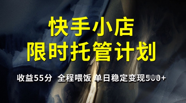 快手小店限时托管计划，收益55分，全程喂饭，单日稳定变现5张【揭秘】-数码之翼