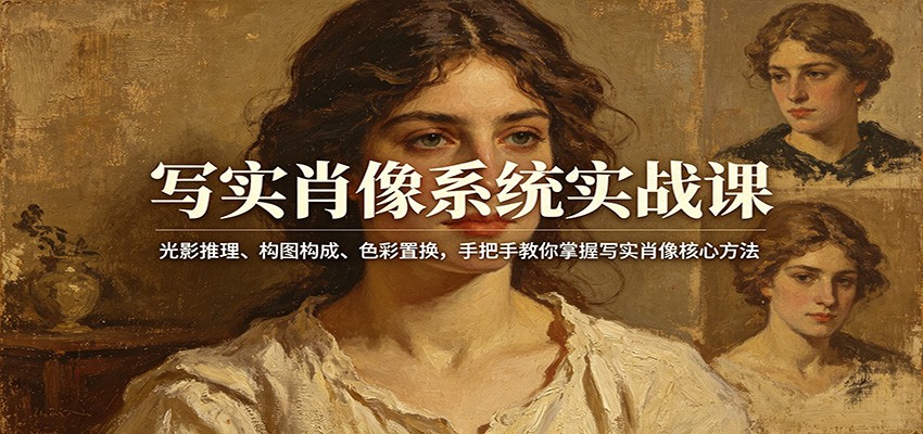 写实肖像系统实战课：光影推理、构图构成、色彩置换，手把手教你掌握写实肖像核心方法-数码之翼