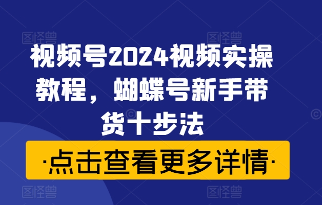 视频号2024视频实操教程，蝴蝶号新手带货十步法-数码之翼