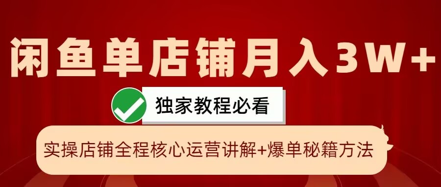 闲鱼单店铺月入3W+实操展示，爆单核心秘籍，一学就会【揭秘】-数码之翼