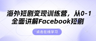 海外短剧变现训练营,从0-1全面讲解Facebook短剧-数码之翼