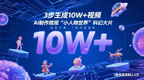 3步生成10W+视频，AI制作微观“小人物世界”科幻大片，条条万赞，1条作品涨粉2.3W-数码之翼