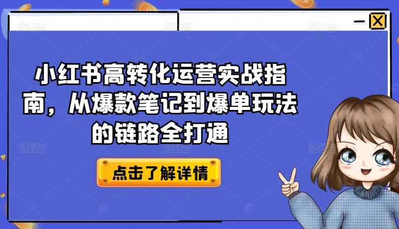 小红书高转化运营实战指南，从爆款笔记到爆单玩法的链路全打通-数码之翼