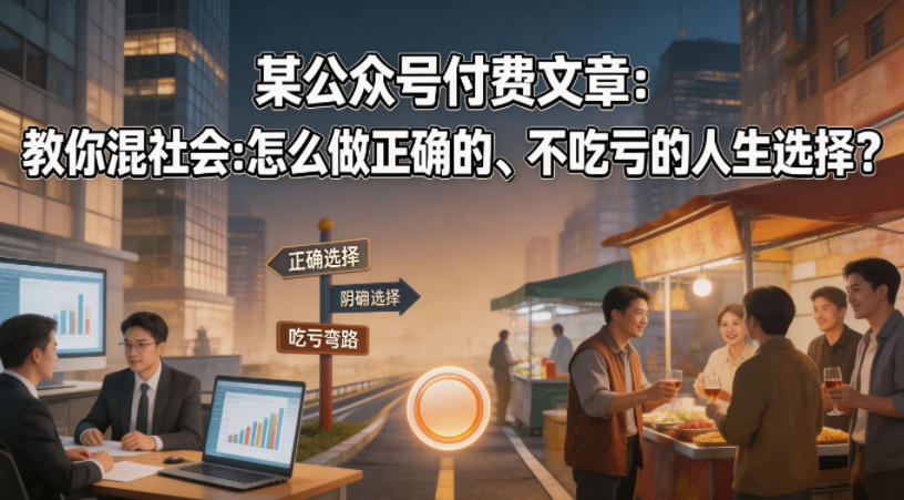 某公众号付费文章：教你混社会：怎么做正确的、不吃亏的人生选择？-数码之翼