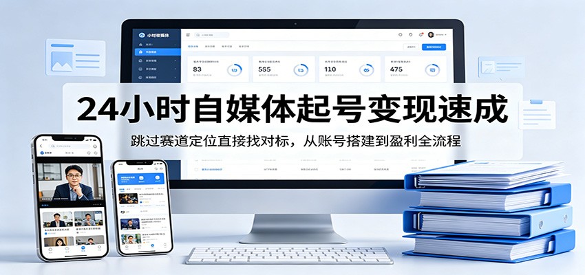 24小时自媒体起号变现速成，跳过赛道定位直接找对标，从账号搭建到盈利全流程-数码之翼