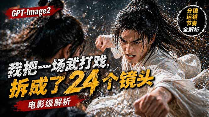 用GPT-Image2，把一段武打对决拆成24个连续镜头，从人物建立、动作衔接、运镜节奏，到情绪爆发-数码之翼