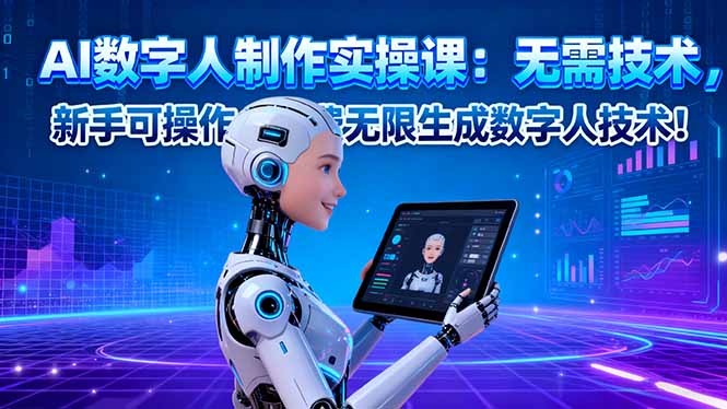AI数字人制作实操课:无需技术,新手可操作,免费无限生成数字人技术!-数码之翼