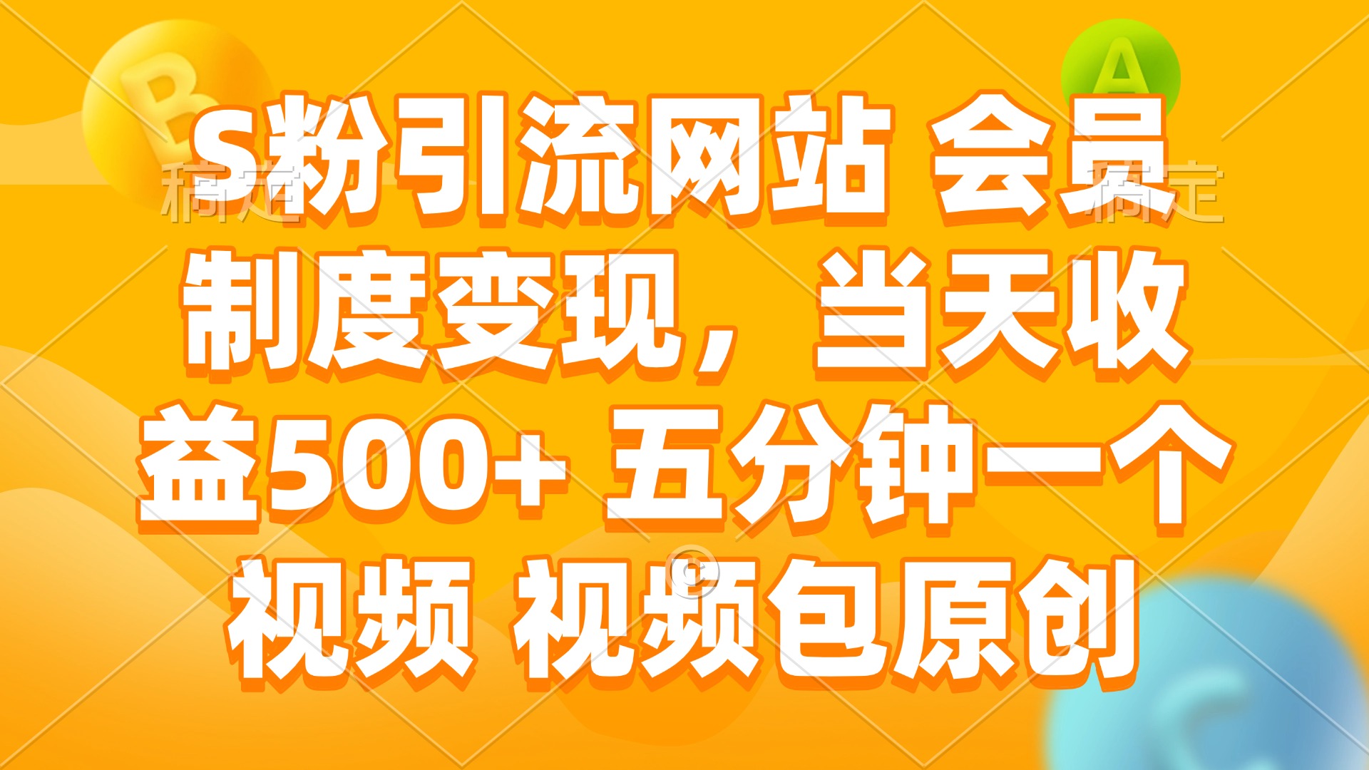 S粉引流网站 会员制度变现，当天收益500+ 五分钟一个视频 视频包原创-数码之翼
