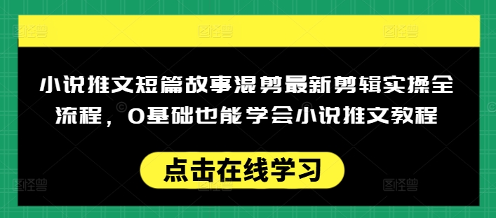 小说推文短篇故事混剪最新剪辑实操全流程，0基础也能学会小说推文教程，肯干多发日入多张-数码之翼