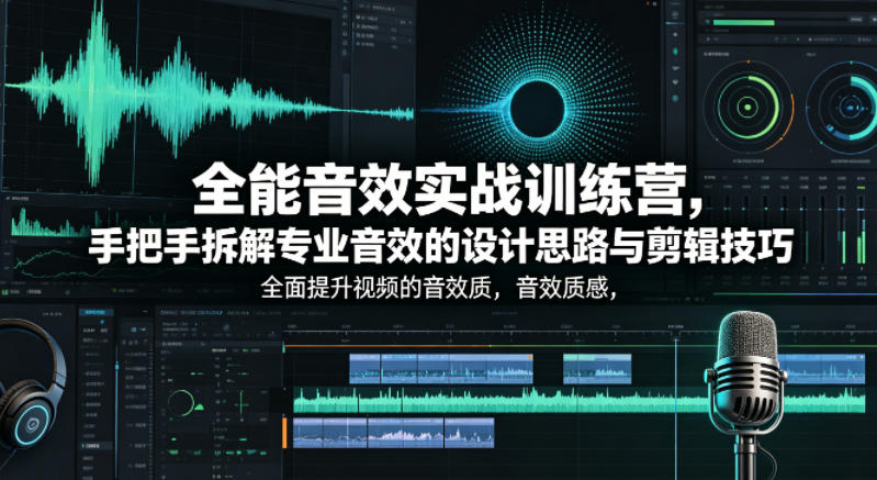 全能音效实战训练营，手把手拆解专业音效的设计思路与剪辑技巧，全面提升视频的音效质感-数码之翼