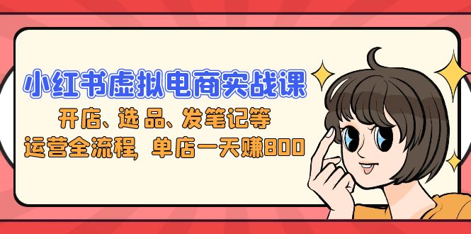 小红书虚拟电商实战课：开店、选品、发笔记等运营全流程，单店一天赚800-数码之翼