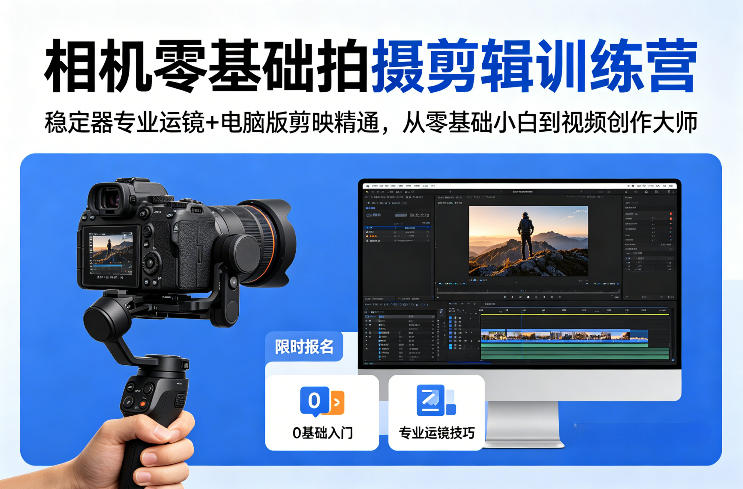 相机零基础拍摄剪辑训练营：稳定器专业运镜+电脑版剪映精通，从零基础小白到视频创作大师-数码之翼