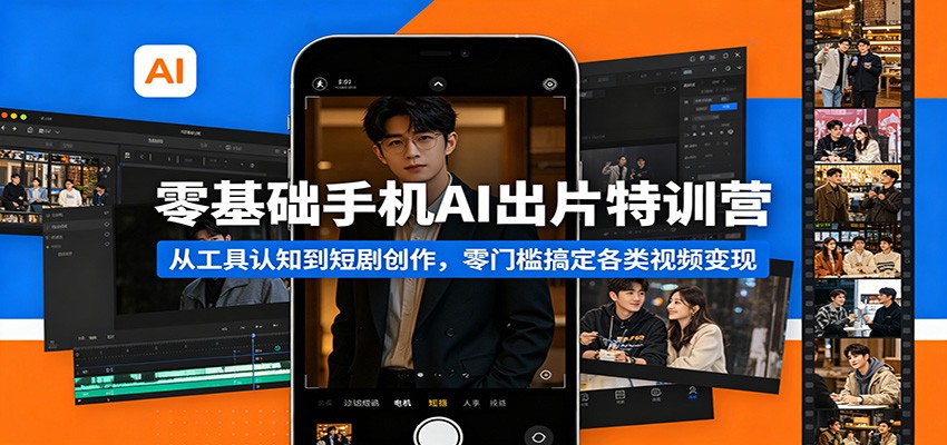 零基础手机AI出片特训营：从工具认知到短剧创作，零门槛搞定各类视频变现-数码之翼