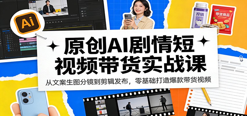 原创AI剧情短视频带货实战课：从文案生图分镜到剪辑发布，零基础打造爆款带货视频-数码之翼