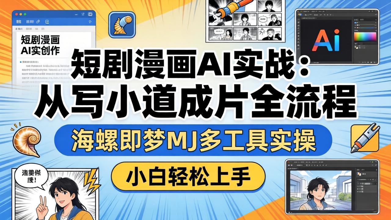 短剧漫画AI实战：从写小说到成片全流程，海螺即梦MJ多工具实操，小白轻松上手-数码之翼