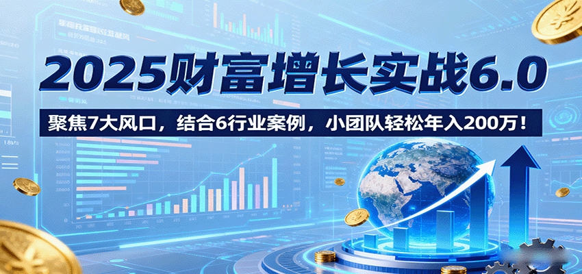 2025财富增长实战6.0，聚焦7大风口，结合6行业案例，小团队轻松年入200万！-数码之翼