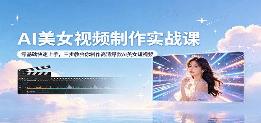 AI美女视频制作实战课：零基础快速上手，三步教会你制作高清爆款AI美女短视频-数码之翼