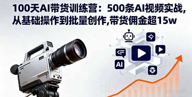 100天AI带货训练营：500条AI视频实战,从基础操作到批量创作,带货佣金超15w-数码之翼