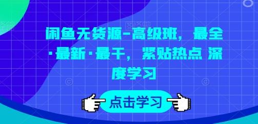 闲鱼无货源-高级班，最全·最新·最干，紧贴热点 深度学习-数码之翼