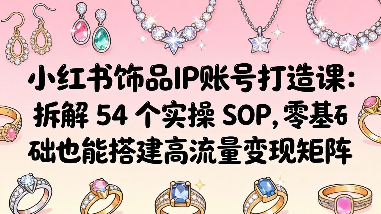 小红书饰品IP账号打造课：拆解 54 个实操 SOP，零基础也能搭建高流量变现矩阵-数码之翼