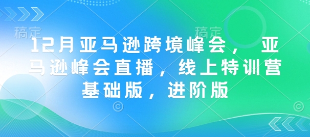 12月亚马逊跨境峰会， 亚马逊峰会直播，线上特训营基础版，进阶版-数码之翼