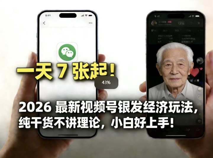 2026最新视频号银发经济玩法，轻松每天7张起，小白也可做-数码之翼