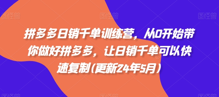 拼多多日销千单训练营，从0开始带你做好拼多多，让日销千单可以快速复制(更新25年9月)-数码之翼