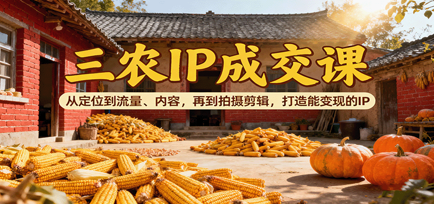 三农IP成交课：从定位到流量、内容，再到拍摄剪辑，打造能变现的IP-数码之翼