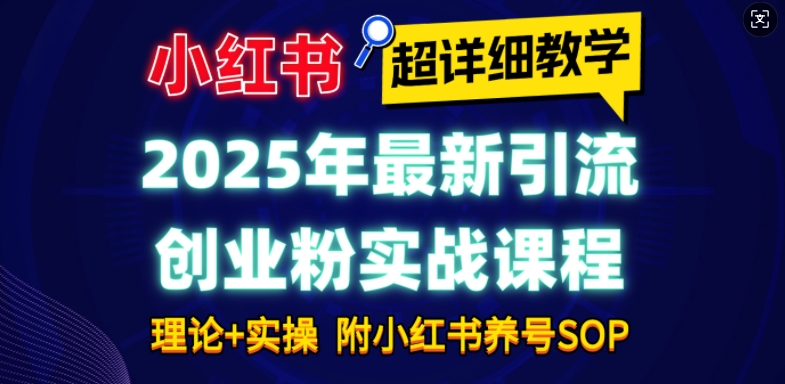 2025年最新小红书引流创业粉实战课程【超详细教学】小白轻松上手，月入1W+，附小红书养号SOP-数码之翼