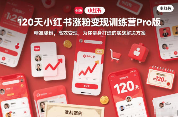 120天小红书涨粉变现训练营Pro版，​精准涨粉，高效变现​，为你量身打造的实战解决方案-数码之翼