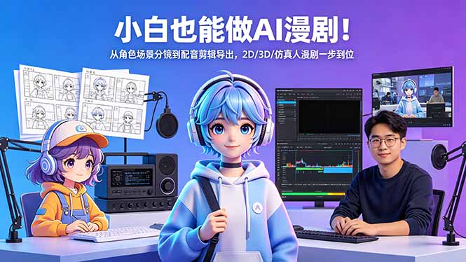 小白也能做AI漫剧！从角色场景分镜到配音剪辑导出，2D/3D/仿真人漫剧一步到位-数码之翼